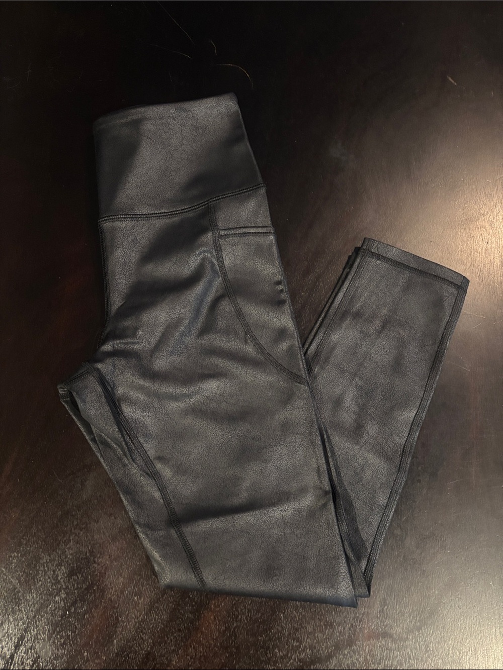 CRZ YOGA Black Faux-Leather Leggings